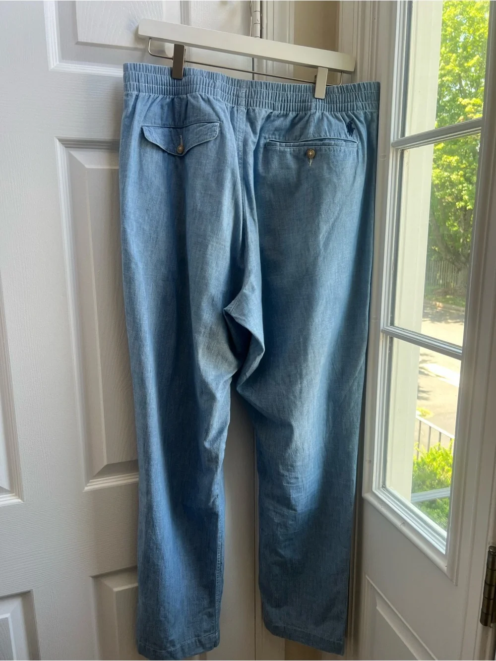 Polo Ralph Lauren Chambray Drawstring Pants Men XL Blue Cotton